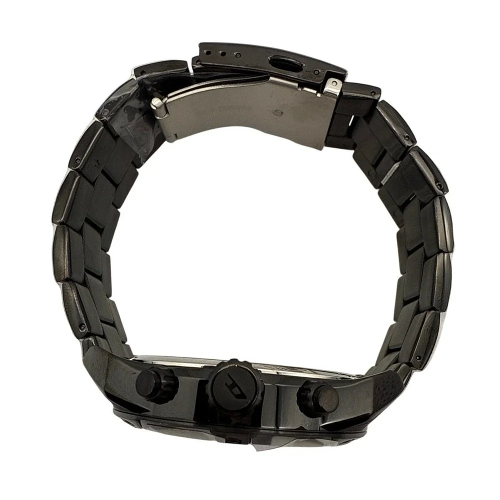 Diesel Mens Spiked Chronograph Watch DZ4609B Black Stainless Steel‎